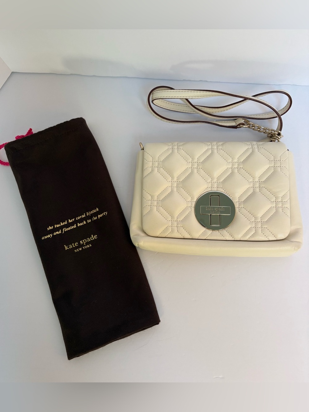 Kate Spade Quilted Leather “Place the Spade” Bag - Ivory - NWOT